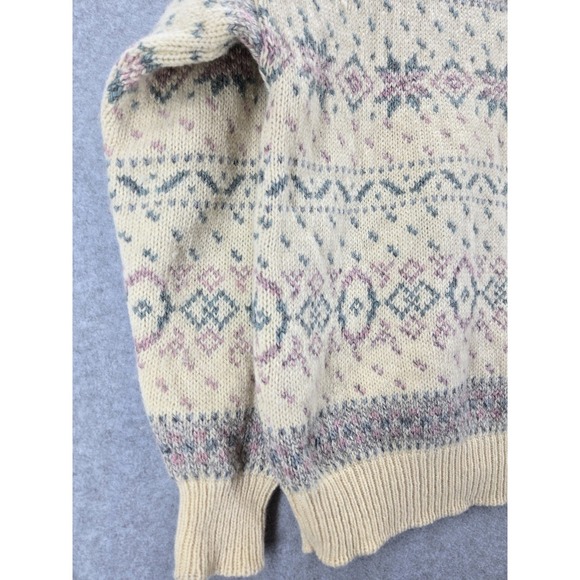 VTG Eddie Bauer Sweater Icelandic Fair Isle Nordic Holiday Knit Wool Blend S - Picture 7 of 9